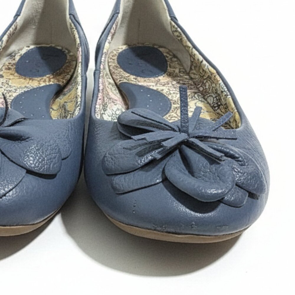 b.o.c. Blue Leather Floral Ballet Flats - Size 8.5 - Picture 5 of 6